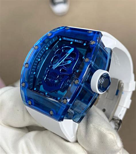 richard mille sapphire blue skull|richard mille skull watch.